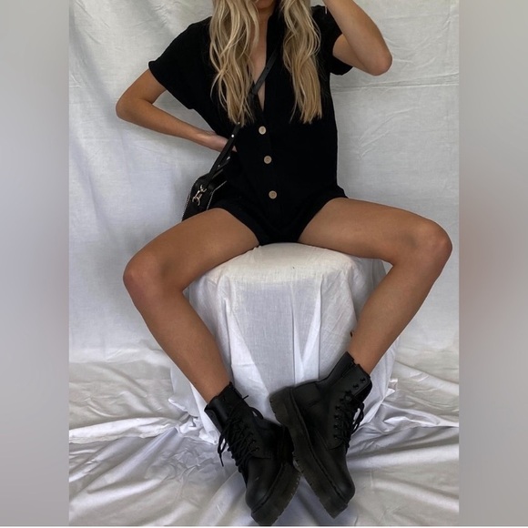 Princess Polly Womens Size 6 Black Vixen Short Romper Gauze 100% Cotton Playsuit - Picture 5 of 16